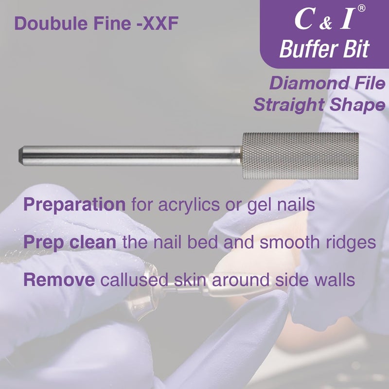 C & I Nature Nail Buffer Nail Drill Bit XXF Efile Small Barrel Diamond File-Teeth Safe for Nail Beauty Fans or Nail Techs Do Nail Art Preparation & Prep Nail Bed at Home or Nail Salon Double Hand Use - Image 3